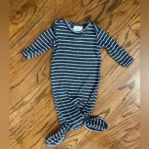 Navy striped Aden + Anais 0-3 month knotted gown